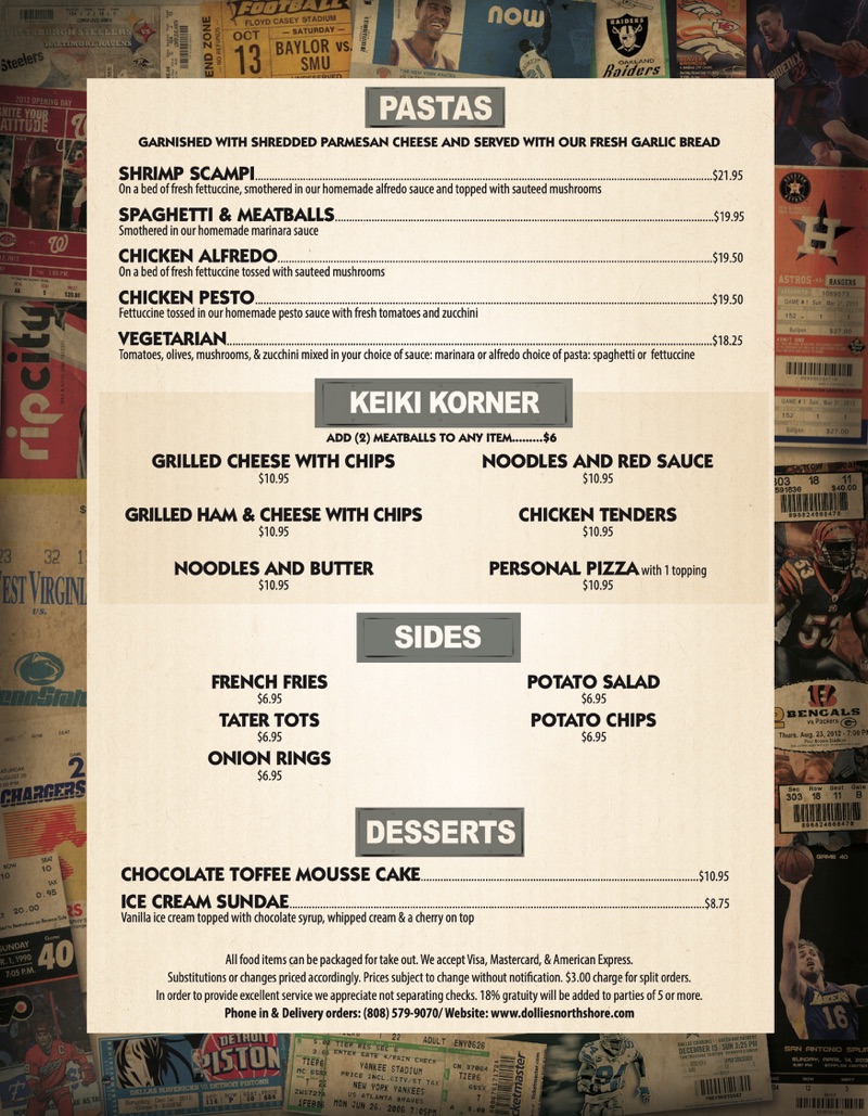 Dollies Menu